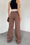 Women's Brown Palazzo Pocket Trousers Qns037 - 2