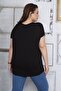 Women's Large Size Black Pocket Print Pattern Tulle Detailed Low Sleeve Viscose Blouse 65n22702 - 4