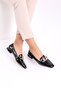 Women's Chain Accessory Loafer Shoes Black Wrinkled 21722859