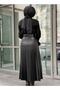 Women's Black Leather Look Pleated Skirt - 3