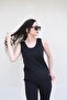 Women's Black Large Size Fat Burning Slimming Sauna Thermal Suit Strappy Undershirt and Tights Set - 6