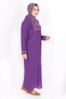 Women's Long Sleeve Şilebezi Purple Dress with Embroidered Collar - 3