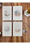 30x20cm Set of 4 Printed Paintings for Embroidery Punch