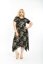 Plus Size Women's Relaxed Cut Patterned Short Sleeve Asymmetrical Viscose Combed Cotton Dress - 2
