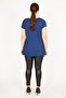 Women's Navy Blue Large Size Chest Gathered Tunic 65n35936 - 4