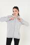 Gri Kapüşonlu Fermuarlı Sweatshirt