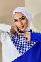 Hijabchi Women's Hijab White Snap Neck Collar Hijap Bonnet Model Scarf Shawl