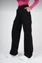 Vevis Women's Black High Waist Cargo Pocket Denim Pants Cargo Pocket Palazzo Jeans - 4