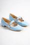 Women's Blue Tape Detailed Heeled Shoes - 4