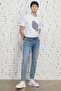 Men's Blue Extra Slim Fit Slim Fit Cotton Stretchy Rıss Jeans Denim - 3