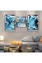 Blue Colored Mirrored Triple Mdf Table Set and Clock Set with Silver Mirrored Plexiglass Frame