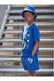 Blue Color PS Printed Girl/Boy Children's Pocket Shorts T-Shirt Set - 4