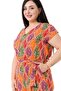 Plus Size V-Neck Buttoned Front Low Sleeve Elastic Waist Belted Pocket Orange Women's Jumpsuit - 5