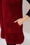 Hooded Fleece Long Burgundy Plush Vest - 2