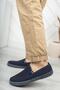Navy Blue Men's Mesh Summer Sports Cloth Shoes - 2