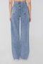 Women's Blue Snow Washed Casual Super High Waist Jean Lycra Wide Leg Jeans (Super High) - 5