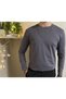 Men's Slim Fit Narrow Cut Crew Neck Long Sleeve Cotton T-Shirt Gray