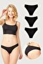 Gecko Women's Bikini Laser Cut Non-Marking, Invisible, Soft, Underwear Panties 3-Piece Black