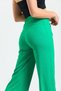Women's Green Summer Seersucker Wrap Fabric Wide Leg Trousers - 6