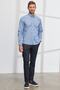 Men's Blue Slim Fit Slim Fit Hidden Button Collar 100% Cotton Printed Shirt - 6