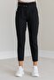 Women's High Waist Belted Trousers Qns040 - Black - 2
