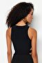 Siyah Aksesuarlı Pencere/Cut Out Detaylı Çıtçıtlı Örme Body TPRSS23BD00044 - 6