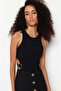 Siyah Aksesuarlı Pencere/Cut Out Detaylı Çıtçıtlı Örme Body TPRSS23BD00044 - 3