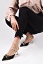 Felicity Black Color Buckle Accessory Open Back Side Buckle Women's Heeled Shoes - 2