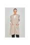 Women's Cream Long Pocket Buttoned Combed Cotton Mother Large Size Tunic Vest