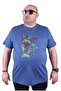 Large Size Men's Crew Neck T-Shirt Crazy 23116 Indigo