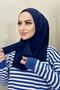 Hijabchi Women's Hijab Dark Navy Blue Snap Neck Collar Hijap Bonnet Model Scarf Shawl - 2
