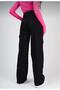 Vevis Women's Black High Waist Cargo Pocket Denim Pants Cargo Pocket Palazzo Jeans - 2