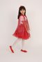 Girl's Patterned Red Star Patterned Cloak