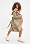 Beige Oversized Wide-Cut Belted Water-Repellent Long Trench Coat TWOAW22TR0010 - 5