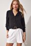 Shawl Collar Draped Woven Shirt - 2