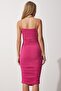 Strappy Draped Sandy Knitted Dress - 5