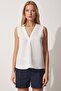 V-Neck Sleeveless Woven Blouse - 4