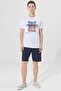 Men's White Slim Fit Narrow Cut 100% Cotton Crew Neck Front Printed T-Shirt - 2
