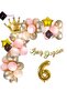 6 Year Old Luxury Birthday Balloon Set Gold Pink Birthday Party Ornament - 2