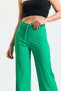 Women's Green Summer Seersucker Wrap Fabric Wide Leg Trousers - 3