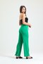 Women's Green Summer Seersucker Wrap Fabric Wide Leg Trousers - 5