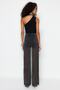 Black Wide-Leg Lined Glitter Knitted Mesh Trousers Tprss23Pl00036 - 6