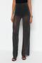 Black Wide-Leg Lined Glitter Knitted Mesh Trousers Tprss23Pl00036 - 4