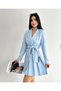 Side Pleated Button Detailed Jacket Dress Blue