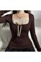 Retro Vintage Ribbon Lace Collar Sweatshirt - 2
