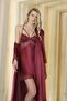 Claret Red Satin Double Nightgown Dressing Gown Set