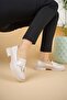 City Beige Patent Leather Tasseled Women's Loafers - 4
