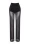 Black Wide-Leg Lined Glitter Knitted Mesh Trousers Tprss23Pl00036 - 7