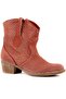- Brick Color Leather Zipperless Women's Summer Boots 105-2596-Venus - 2