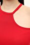 Red Shoulder Detailed Crop Blouse - 5